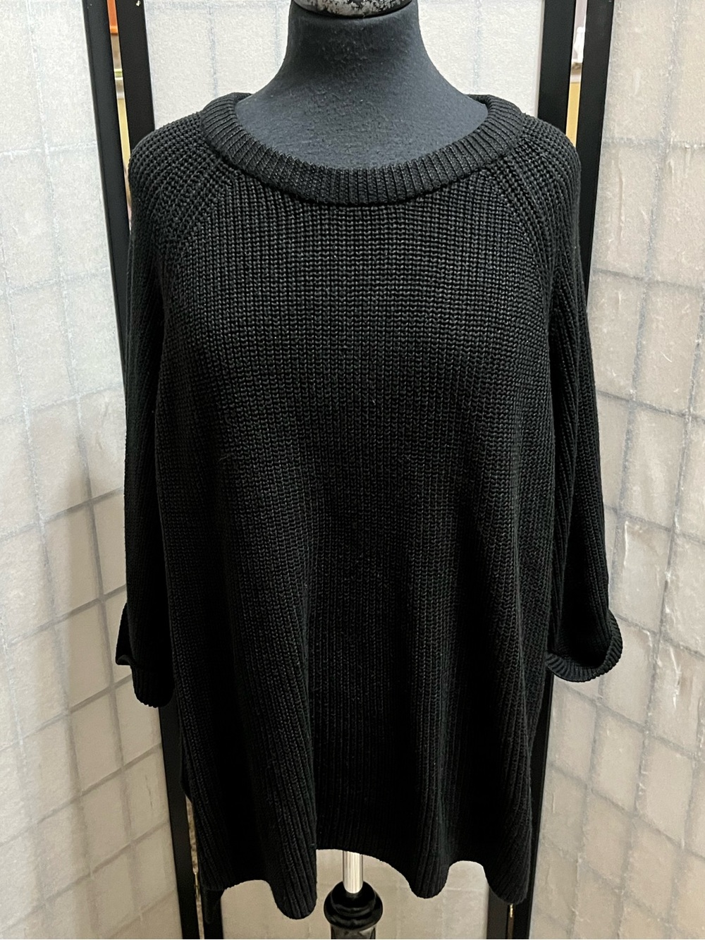 MOTE Black Women's Rib-Knit Pullover Sweater/TUNIC SIZE XL